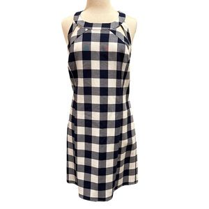 Crown & Ivy Women’s NWT Navy Check Garden Party Plaid Mid Length Dress Size 16